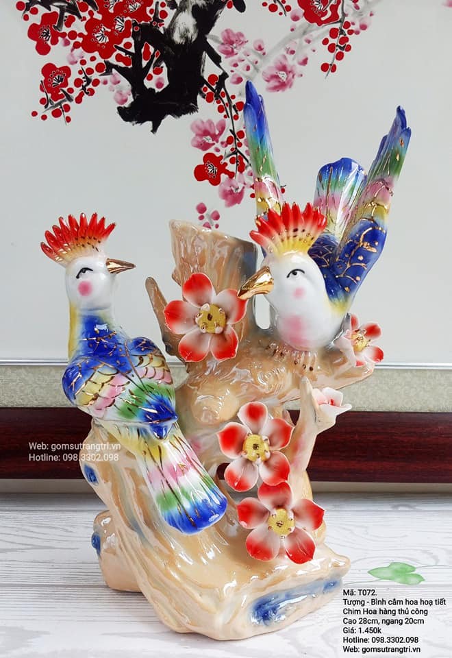 TƯỢNG – BÌNH CẮM HOA HỌA TIẾT CHIM HOA